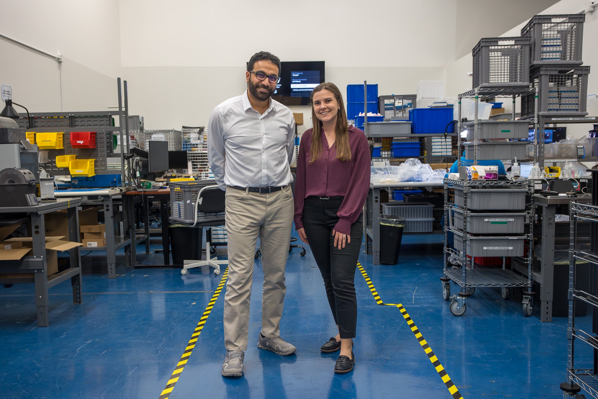 Youssef Helwa and Guen O'Hara at FluidAI's space inside MIX.