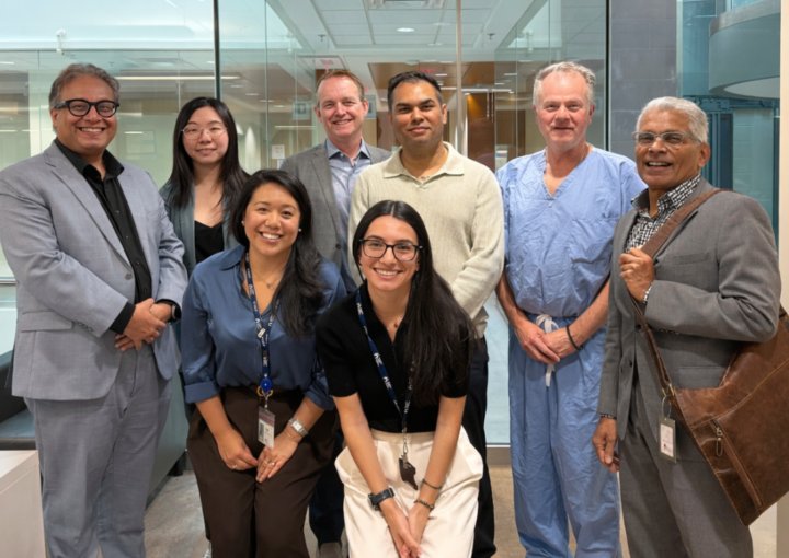 Philip Mohabir with the team from Hamilton Health Sciences (HHS) and the Ontario Bioscience Innovation Organization (OBIO).