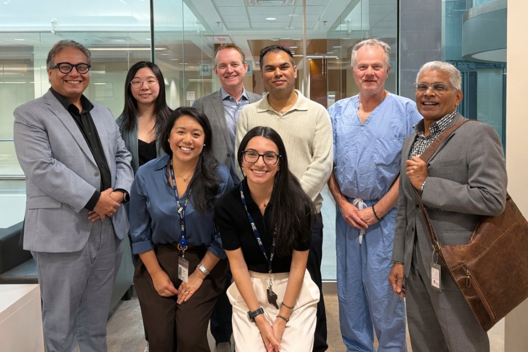 Philip Mohabir with the team from Hamilton Health Sciences (HHS) and the Ontario Bioscience Innovation Organization (OBIO).